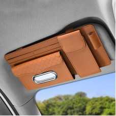 Car Nappa Leather Sun Visor Storage Clip (Brown)