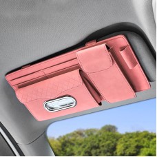 Car Sheepskin Leather Sun Visor Storage Clip (Pink)