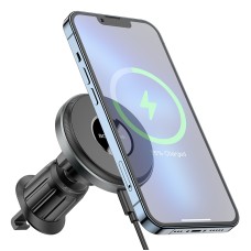 Borofone BH202 Seaside Magnetic Wireless Fast Charging Car Holder(Metal Grey)