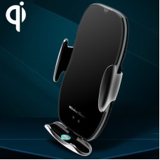 H9 QC3.0 Infrared Induction Magnetic Car Wireless Charging Mobile Phone Holder with Micro USB + 8 Pin + Type-C / USB-C Magnetic Connector(Black)