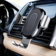 Baseus 5V 2A PC + Силиконовая гравитационная держателя зажима Car Car Outlet Vent Vent Fast Wireless Charger, для iPhone, Galaxy, Sony, Lenovo, HTC, Huawei и других смартфонов (серебро)