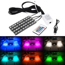 6A 4 in 1 4.5W 36 SMD-5050-LEDs RGB USB Car Interior Floor Decoration Atmosphere Colorful Neon Light Lamp with Wireless Remote Control
