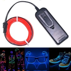 YouOKLight Neon EL Cold Round Flexible Strip Light with 3V Battery Box for Dance Party Car Decoration, Length: 3m(Red Light)