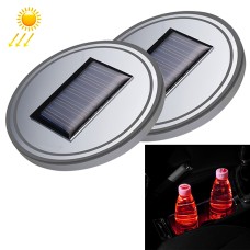 Car Auto Universal Acrylic Solar USB Charger Water Cup Groove LED Ambient Light(Red Light)