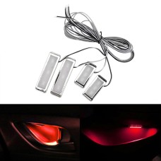 4 PCS Universal Car LED Inner Handle Light Atmosphere Lights Decorative Lamp DC12V / 0.5W Cable Length: 75cm (Red Light)