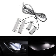 4 ПК Универсальный автомобильный светодиодный внутренний ручка, световые светильники, лампа, декоративная лампа DC12V / 0,5 Вт Длина кабеля: 75 см (белый свет)