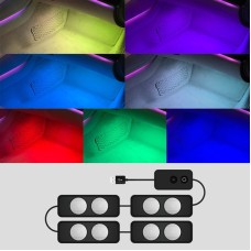 A18 Car Colorful Voice-activated RGB Foot LED Atmosphere Light, Double Light Pure Color Version