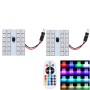 2 PCS Colorful 41MM T10 + Bicuspid Port Remote Control Car Dome Lamp LED Reading Light with 24 LED Lights