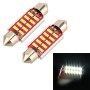 2 PCS DC 12V 2W 41MM 4014 Bicuspid Port No Decoding Car Dome Lamp LED Reading Light with 10 LED Lights(White Light)