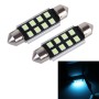 2 PCS DC 12V 2W 41MM 8 SMD-3528 LEDs Bicuspid Port Decoding Car Dome Lamp LED Reading Light(Ice Blue Light)