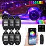 6 in 1 DC12V Car Mobile Phone Bluetooth APP Control  RGB Symphony Chassis Light with 16LEDs SMD-5050 Lamp Beads