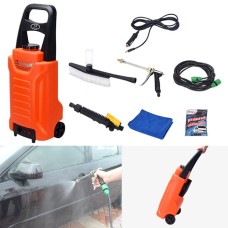 ANLAN Portable Hand Pull Cigarette Lighter Outdoor Car Washing Machine Vehicle Washing Tools with Shelf, Water Storage: 35L, DC 12V(Orange)