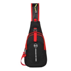 Motorcycle Waterproof Nylon Backpack Convenient Motorbike Chest Bag Backpack Camping Hiking Running Outdoor Sport Bag(Black Red)