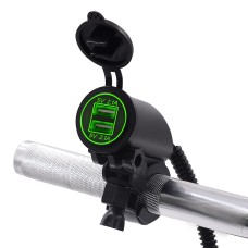 Мотоцикл Смеситель Двойной USB-зарядное устройство DC12-24V 4.2A IP66 с апертурой (зеленый свет)
