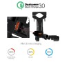 WUPP Motorcycle Waterproof QC 3.0 USB Port Fast Charger Adapter Aluminum Alloy Handlebar Mount with Switch(Black)