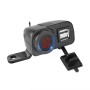 Motorcycle Digital Display Phone Charger Rearview Mirror Holder with Switch(Red Light)