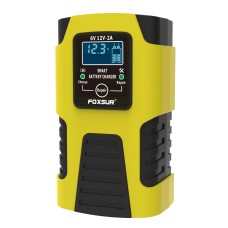 FOXSUR 2A / 6V / 12V Car / Motorcycle 3-stage Full Smart Battery Charger, Plug Type:UK Plug(Yellow)
