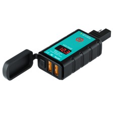 WUPP ZH-1422A1 DC12-24V Motorcycle Square Dual USB Fast Charging Charger with Switch + Voltmeter + Integrated SAE Socket