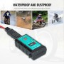 WUPP ZH-1422A2 DC12-24V Motorcycle Square Dual USB Fast Charging Charger with Switch + Voltmeter + Integrated SAE Socket + 1m SAE Socket Cable