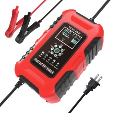 FOXSUR 10A 12V 7-segment Motorcycle / Car Smart Battery Charger, Plug Type:US Plug(Red)