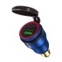 Motorcycle European-style Small-caliber Aluminum Alloy QC 3.0 + PD Fast Charge USB Charger, Shell Color:Blue(Red Light)