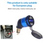 German EU Plug Special Motorcycle Elbow Charger Dual USB Voltmeter 4.2A Charger, Shell Color:Black(Blue Light)