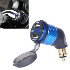 Немецкий ежегодный штепсельный заглушка специального мотоциклевого колена двойное USB -вольтметр 4.2A Зарядное устройство, цвет оболочки: синий (синий свет)