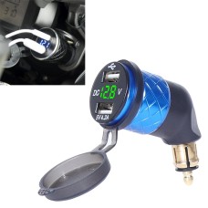 Немецкий ЕС Специальное мотоциклетное колевое зарядное устройство Двойное USB -вольтметр 4.2A Зарядное устройство, цвет оболочки: синий (зеленый свет)