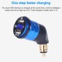 German EU Plug Special Motorcycle Elbow Charger Dual USB Voltmeter 4.2A Charger, Shell Color:Blue(Green Light)