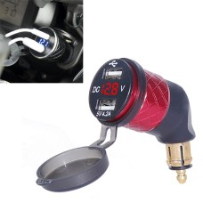 German EU Plug Special Motorcycle Elbow Charger Dual USB Voltmeter 4.2A Charger, Shell Color:Red(Red Light)