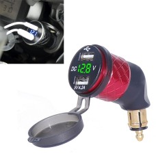 German EU Plug Special Motorcycle Elbow Charger Dual USB Voltmeter 4.2A Charger, Shell Color:Red(Green Light)