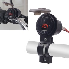 CS-587 12V 2.4A Motorcycle Waterproof Digital Display Voltage Mobile Phone USB Charger Holder(Red)