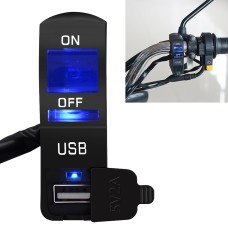 CS-838B 12V 2A Мотоцикл водонепроницаемый мобильный телефон USB-зарядное устройство с выключателем индикатора (синий)