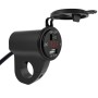 ZH-975B1 Motorcycle Aluminum Alloy Waterproof Mobile Phone Single USB Charger with Red Voltmeter(Black)