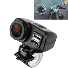 Motorcycle Car Mobile Phone Charger Waterproof Temperature Digital Display Charger with Switch(Red Light)