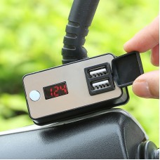 Digital Display Dual USB Universal Waterproof Motorcycle Mobile Phone Charger(2.4A 12-24V)