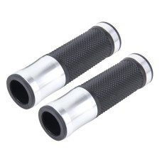 2 PCS Motorcycle Universal  Net Texture Metal Right and Left Handle Bar Grips with Rubber Cover(Silver)