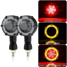 2 PCS PE-ZSD-174 Motorcycle Flashing Rotation Mode LED Two-color Modified Round Turn Signal Light(Yellow + Red Light)