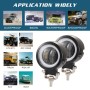 2 PCS 3 inch 27W 2500LM 6000K DC 10-80V IP68 Motorcycles Round Shape LED Spotlight Angel Eye Work Lights