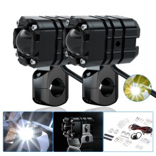 CS-1087A1 1 Pair Motorcycle Aluminum Alloy Super Bright LED Headlight Two-color Filter Spotlight (Black)