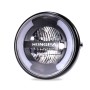 HONGPA Motorcycle Retro Headlights Modified Parts LED General Metal Headlights(Bright Black)