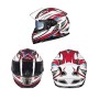 GXT Motorcycle White Red Pattern Full Coverage Protective Helmet Double Lens Motorbike Helmet, Size: L