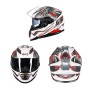 GXT Motorcycle Dinosaur Pattern White Full Coverage Protective Helmet Double Lens Motorbike Helmet, Size: XL
