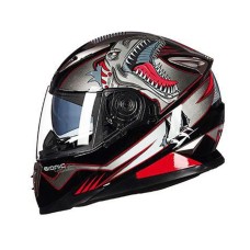 GXT Motorcycle Dinosaur Pattern Black Full Coverage Protective Helmet Double Lens Motorbike Helmet, Size: M