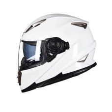 GXT Motorcycle White Full Coverage Protective Helmet Double Lens Motorbike Helmet, Size:  M