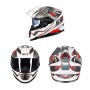 GXT Motorcycle Dinosaur Pattern White Full Coverage Protective Helmet Double Lens Motorbike Helmet, Size: L