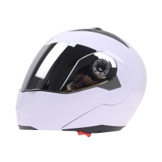 JIEKAI 105 Full Face Helmet Electromobile Motorcycle Double Lens Protective Helmet, Size: M (White+Silver)
