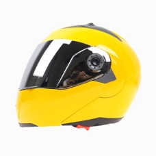 JIEKAI 105 Full Face Helmet Electromobile Motorcycle Double Lens Protective Helmet, Size: L (Yellow+Silver)