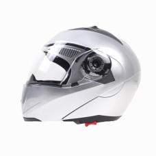 JIEKAI 105 Full Face Helmet Electromobile Motorcycle Double Lens Protective Helmet, Size: L (Silver+Transparent)