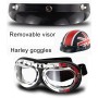 Сомановый электромобильный мотоцикл с половинным лицевым шлемом ретро -шлем Harley Helme с очками (ярко -белая красная звезда)
